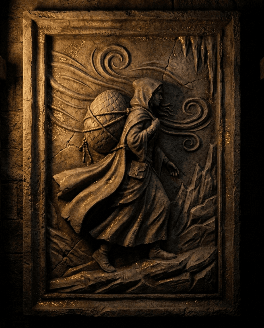 Stone relief of Isolde Frostmere